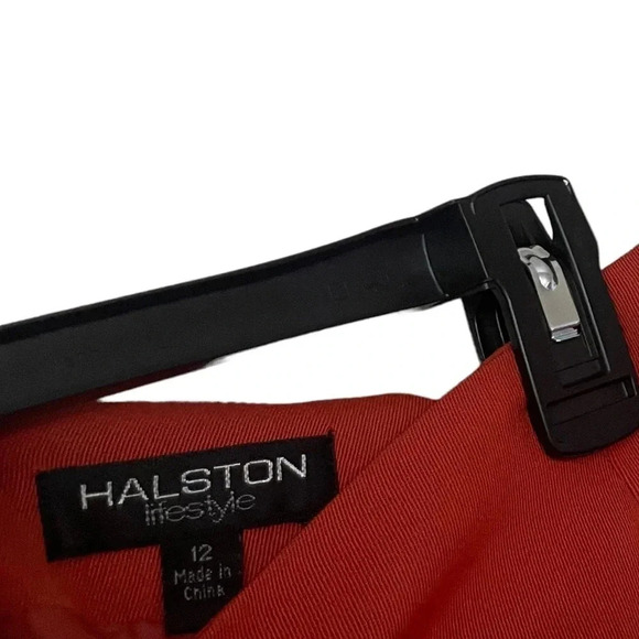 Vintage Halston lifestyle rust orange skirt minimalist contemporary 90's classic - Picture 4 of 6